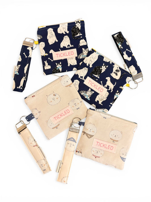 Mini pouch with matching wristlet keychain