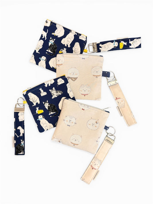 Mini pouch with matching wristlet keychain