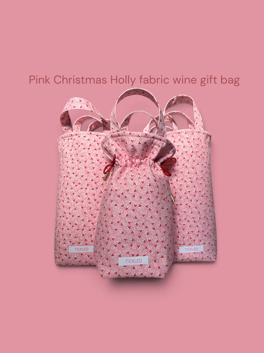 Fabric wine gift bag w/drawstring